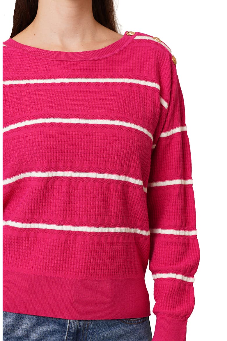 Stripe Pullover Sweater, Alternate, color, ROSE MAGENTA/ COCONUT MILK