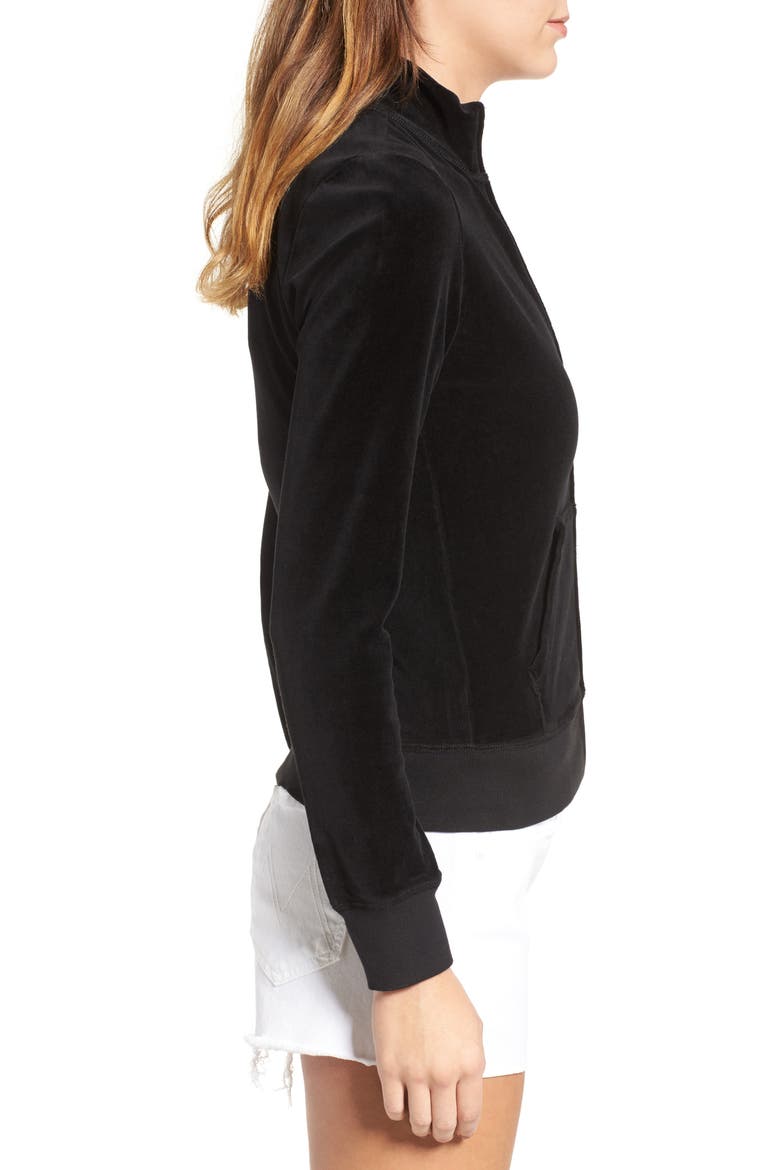 Fairfax Velour Track Jacket, Alternate, color, PITCH BLACK