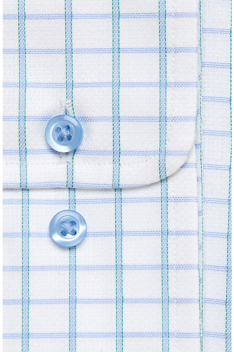 Trim Fit Check Dress Shirt, Alternate, color, WHITE/ SEAFOAM