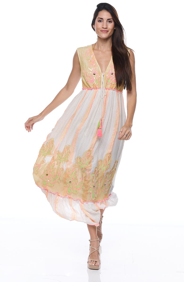 RANEES Floral Cotton Sundress, Alternate, color, Mustard