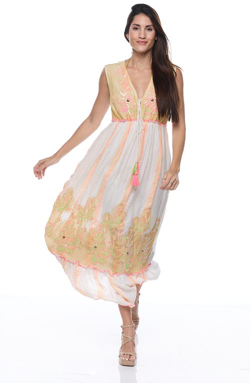 Ranee's Ranees Floral Cotton Sundress In Mustard