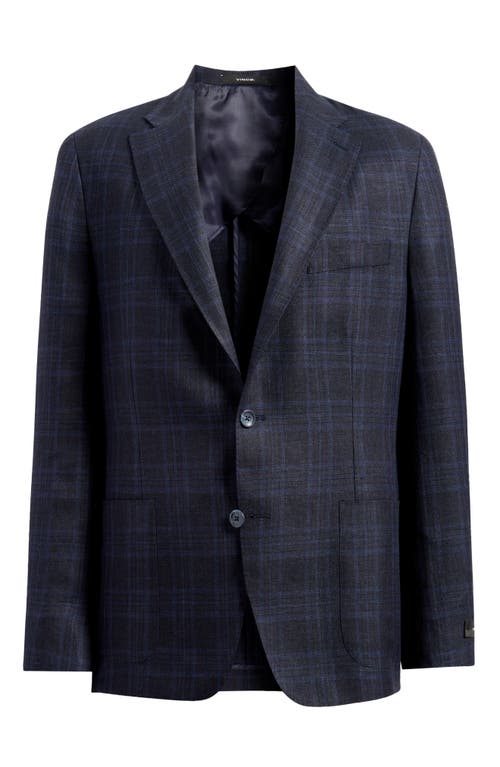 Vince Iker Regular Fit Plaid Linen & Wool Sport Coat In Blue/black
