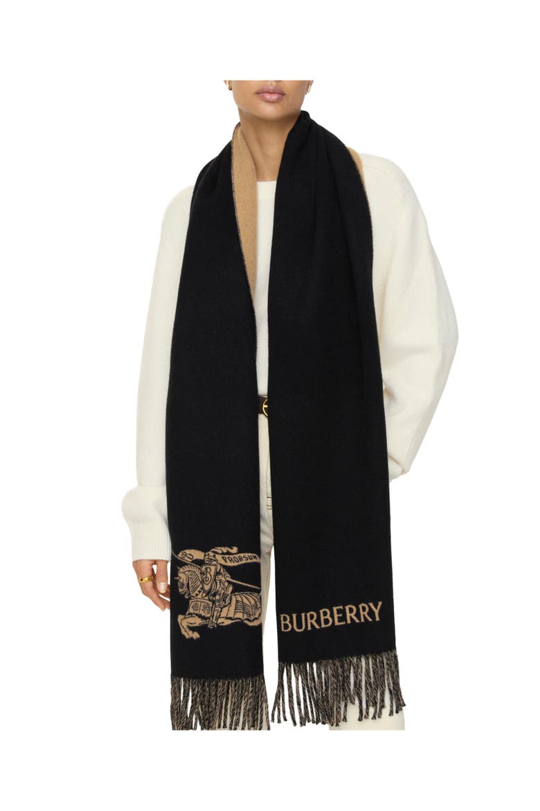 Reversible Knight Cashmere Scarf, Alternate, color, Camel/black