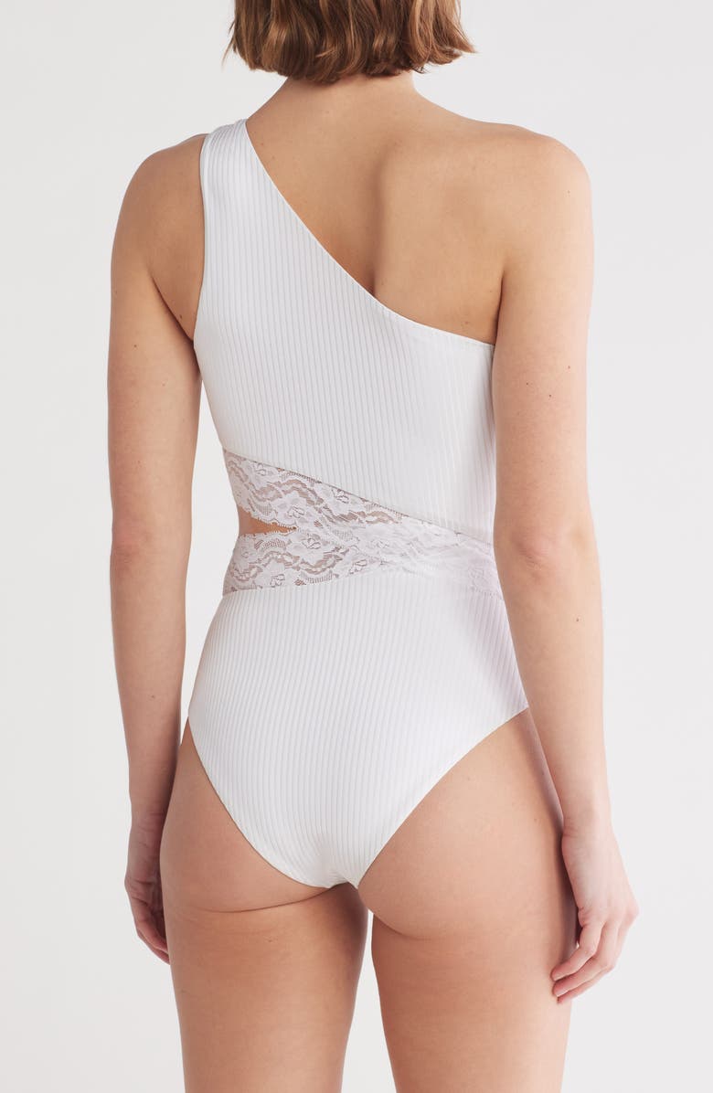 Beach Riot Celine Lace One-Piece Swimsuit, Alternate, color, White