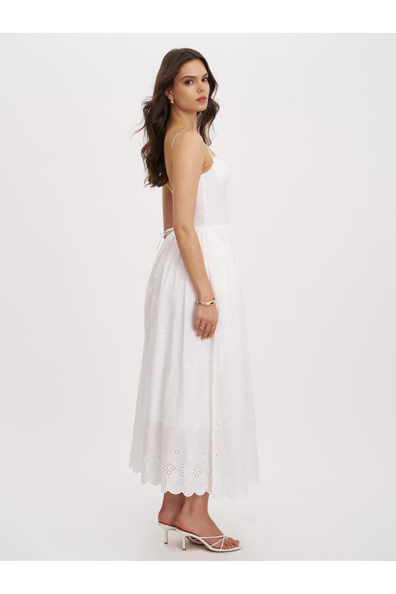 Oberon Cotton Eyelet Lace-Up Back Maxi Dress, Alternate, color, White