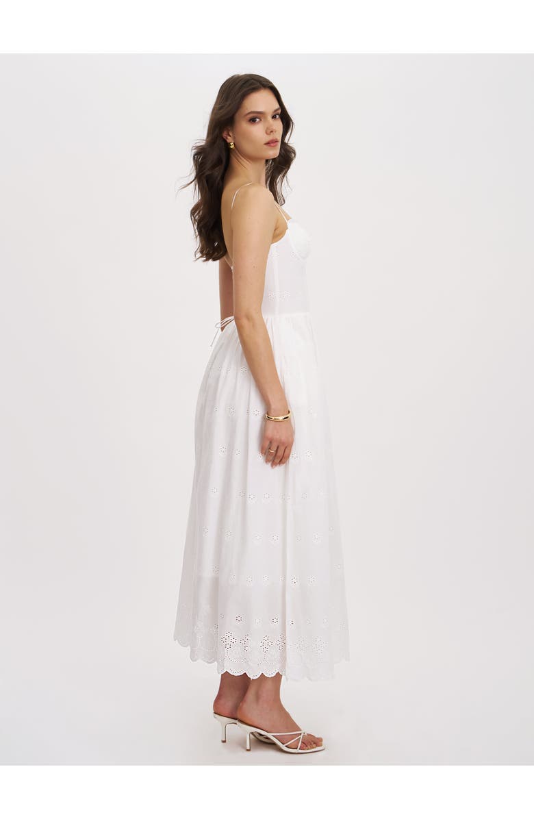 Miss Circle Oberon Cotton Eyelet Lace-Up Back Maxi Dress, Alternate, color, White