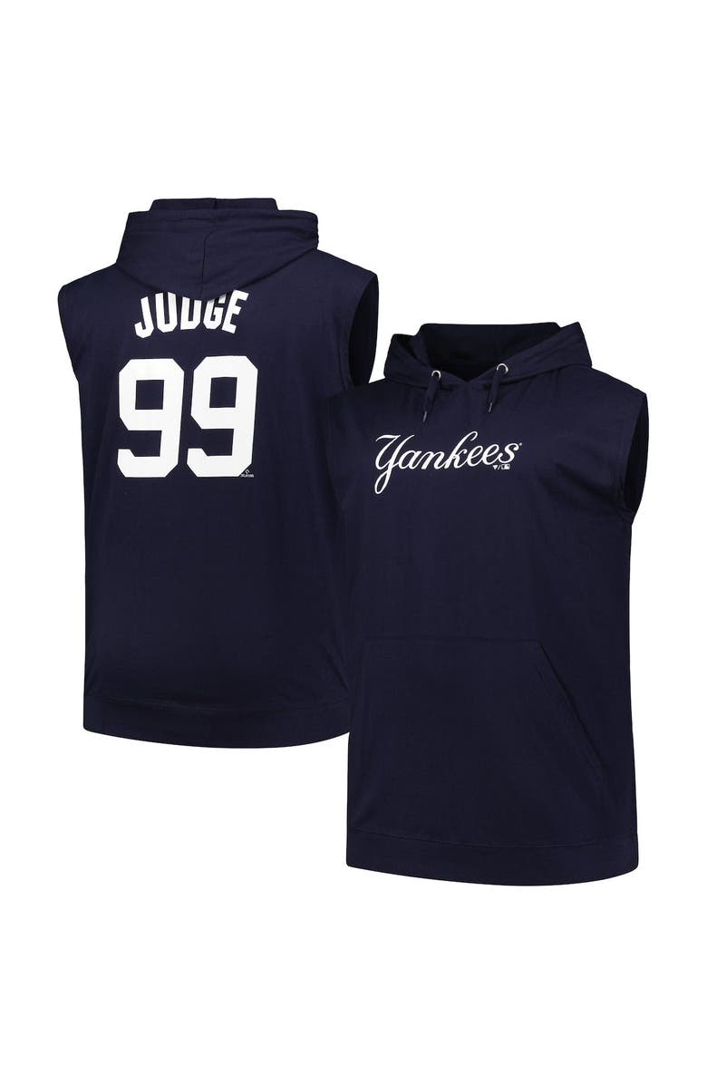 FANATICS Men's Fanatics Branded Aaron Judge Navy New York Yankees Name & Number Muscle Tank Hoodie, Main, color, 