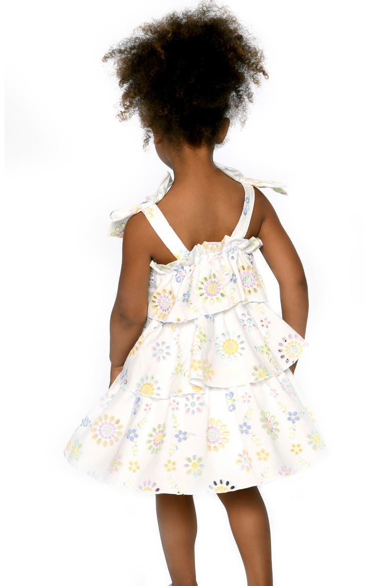Kids' Embroidered Tiered Dress, Alternate, color, WHITE MULTI