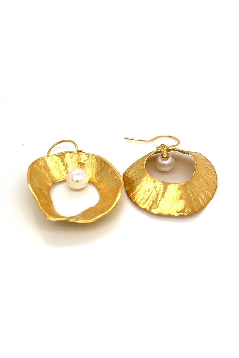 Sea & Moon Large Earring, Sterling Silver with Gold Plate, Alternate, color, Gold Plated