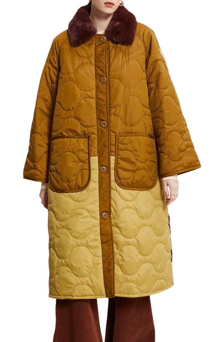 ottod'Ame Quilted Long Puffer Jacket, Main, color, Brown