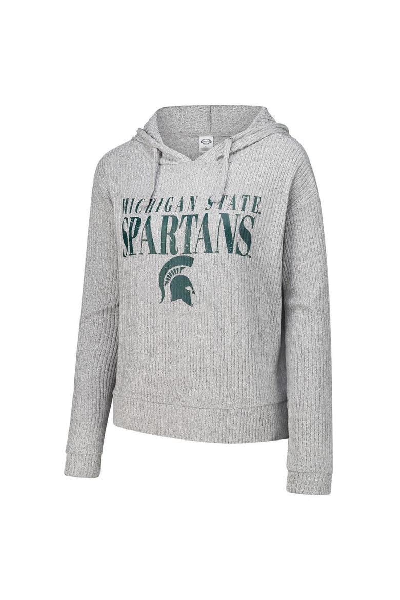 Women's Concepts Sport Heather Gray Michigan State Spartans Juniper Soft Modest Cropped Long Sleeve Hoodie Top, Alternate, color, Heather Gray