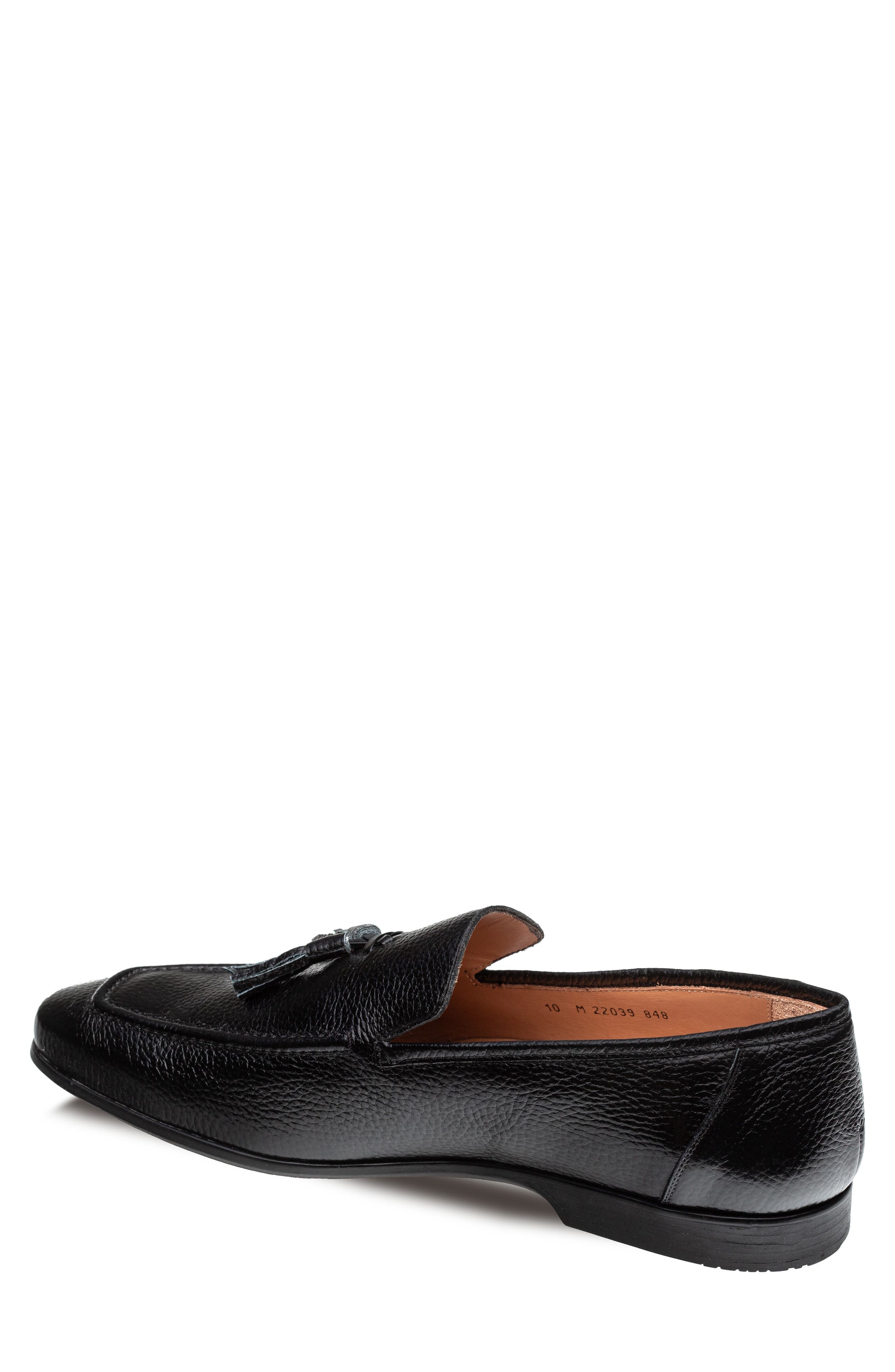 Tassel Leather Loafer, Alternate, color, BLACK