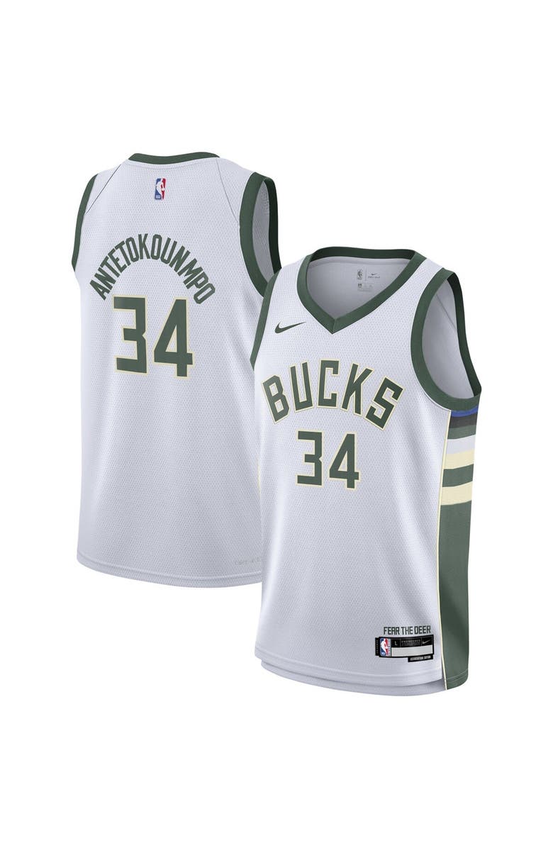 Nike Youth Nike Giannis Antetokounmpo White Milwaukee Bucks Swingman Jersey - Association Edition, Alternate, color, White