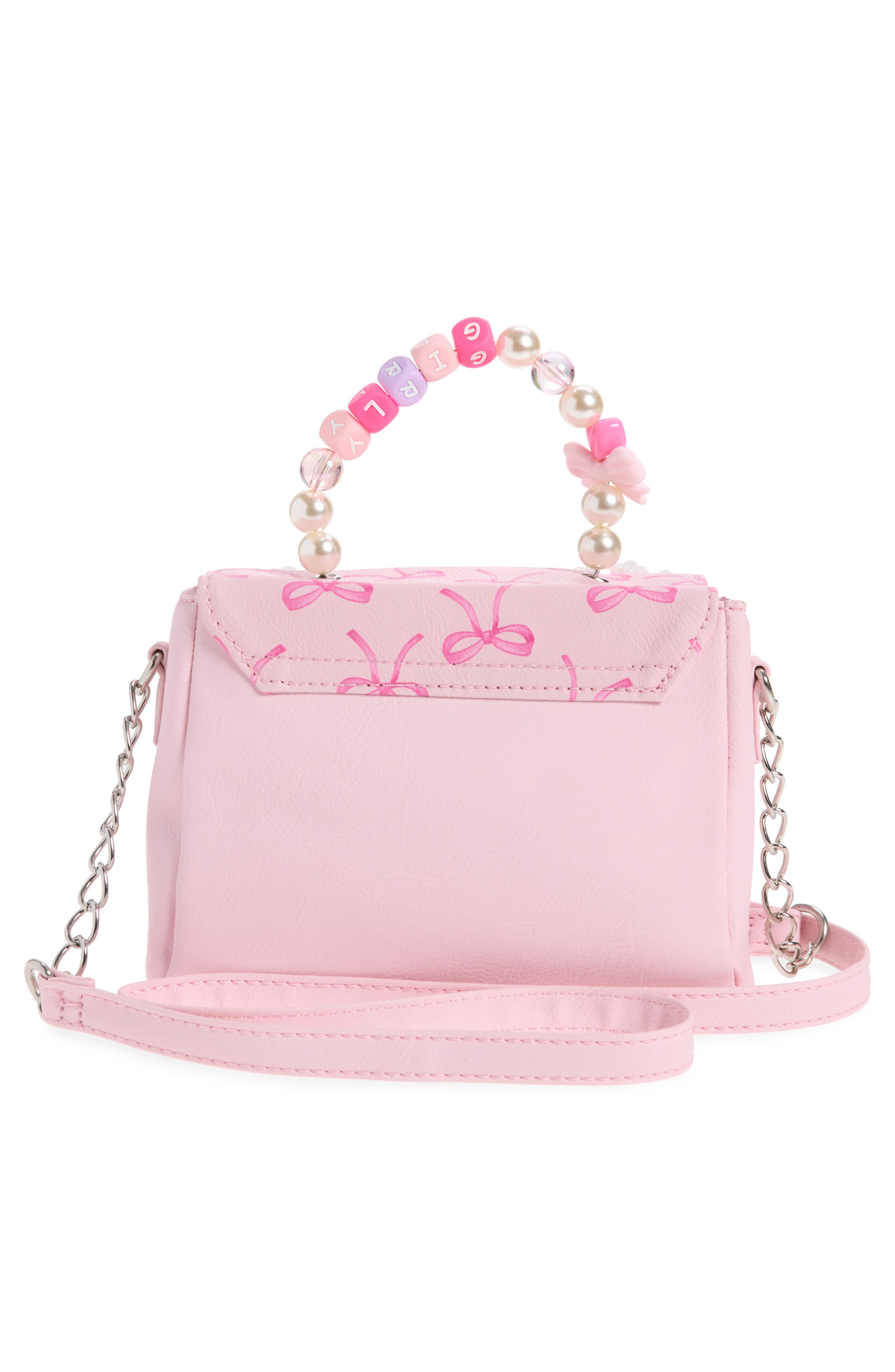 OMG Accessories Beaded Top Handle Bow Satchel, Alternate, color, Lollipop