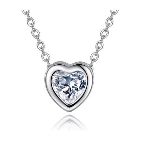 Hollywood Sensation Heart Necklace 18k Gold Cubic Zirconia Crystal In Silver