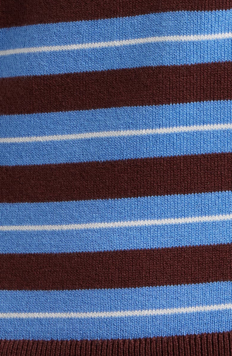 Reformation Bentley Crop Polo Sweater, Alternate, color, Mahogany Multi Strip