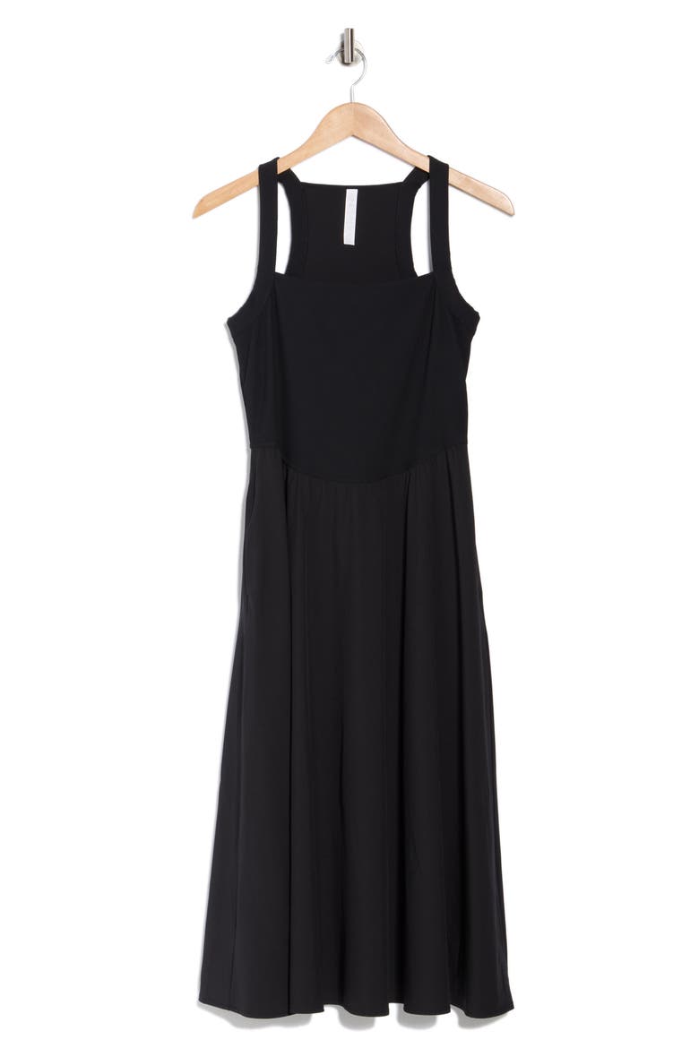 Rib Hybrid Midi Dress, Alternate, color, BLACK