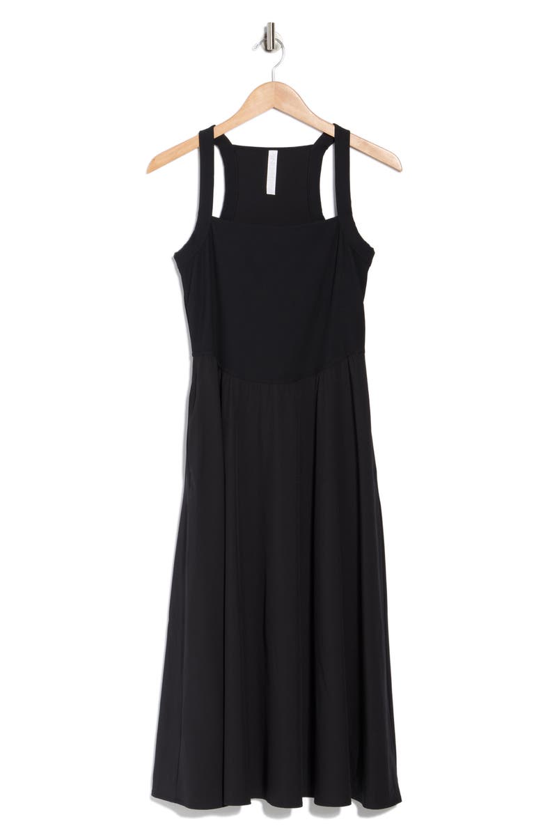 Z by Zella Rib Hybrid Midi Dress, Alternate, color, Black
