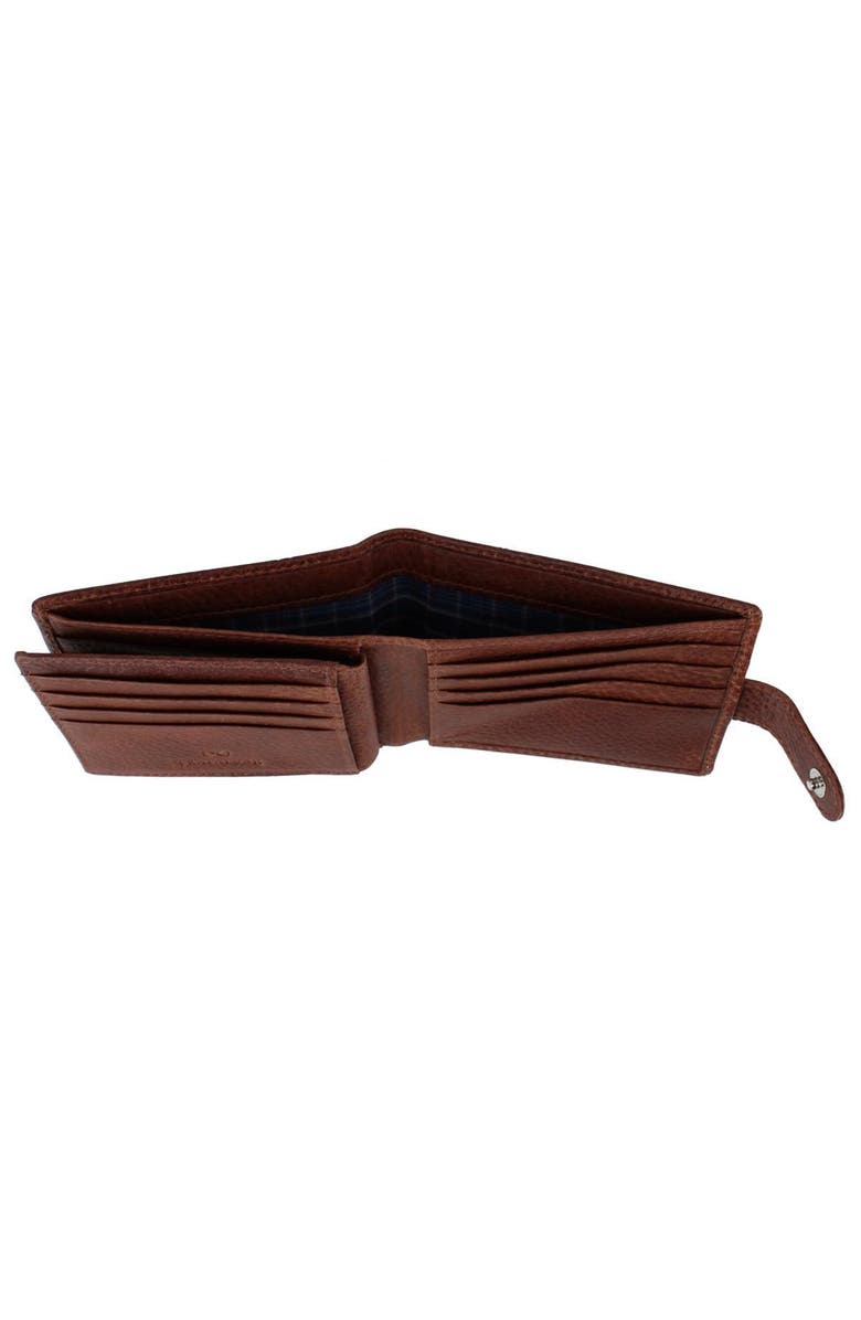 Trafalgar Parker Pebbled Leather Bi-Fold Wallet with ID Window and Popper Fastener, Alternate, color, Brown