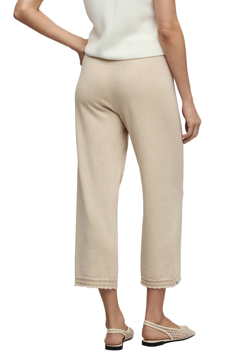 Pointelle Hem Cotton Crop Pants, Alternate, color, HEATHER STONE