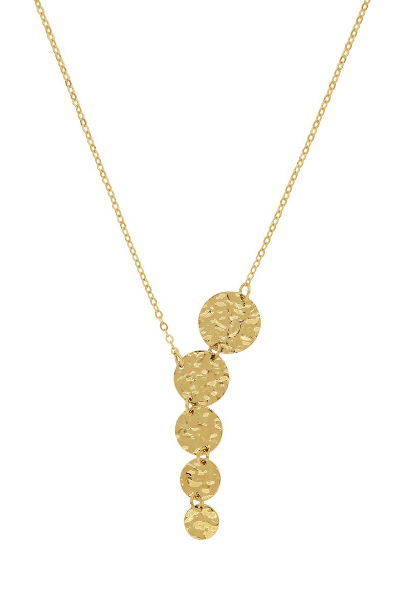 14K Gold Hammered Disc Necklace, Main, color, 14K YELLOW GOLD