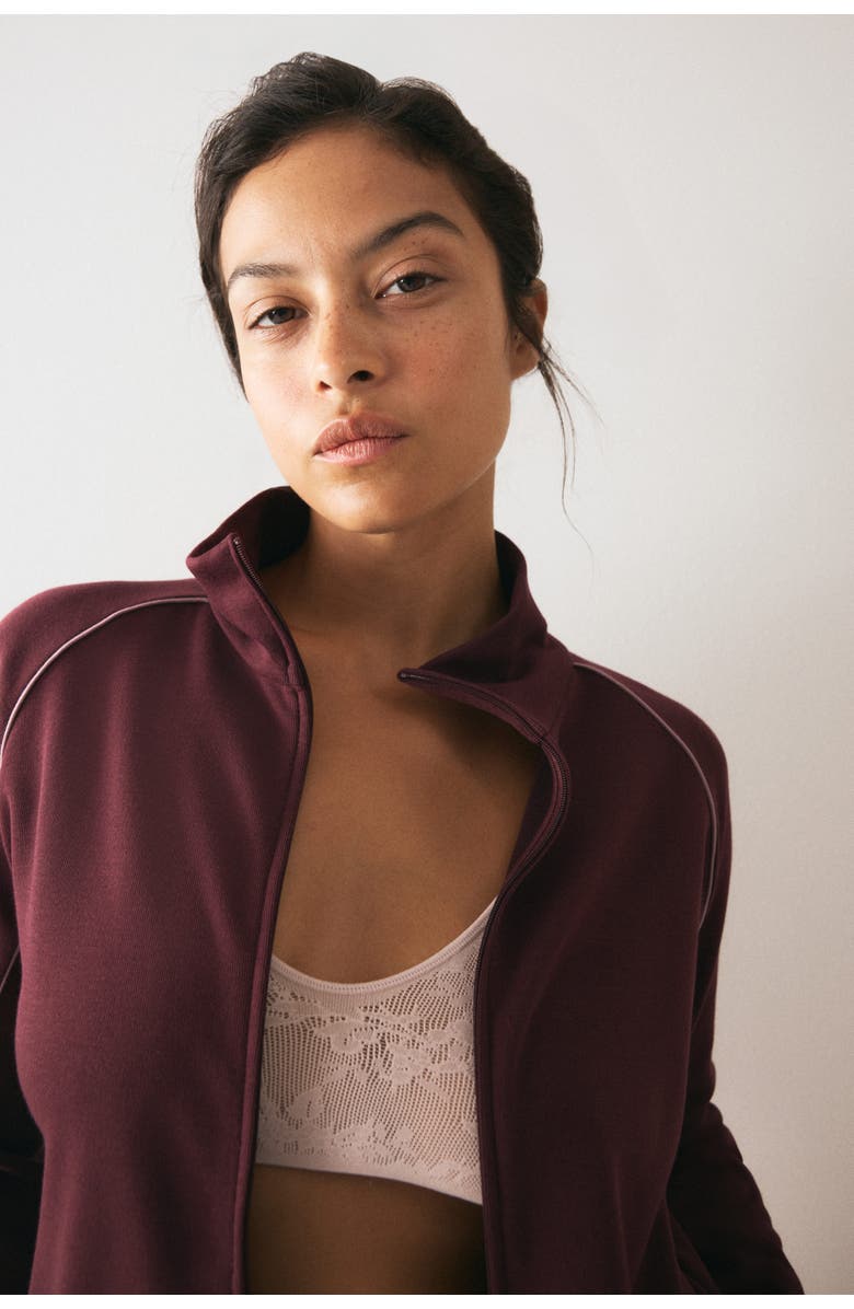 H&M Scuba Knit Track Jacket, Alternate, color, Burgundy