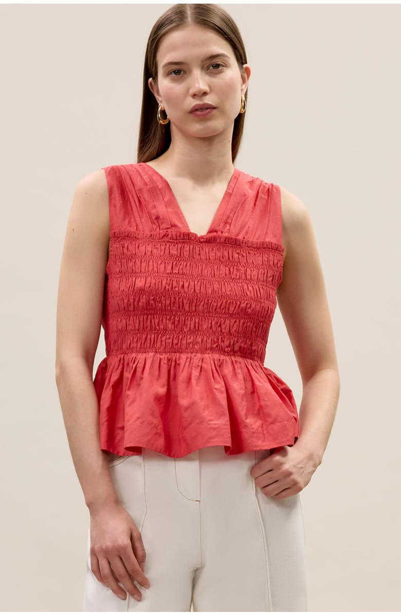 Rebecca Taylor Merrick Silk Cotton Top, Main, color, Scarlet