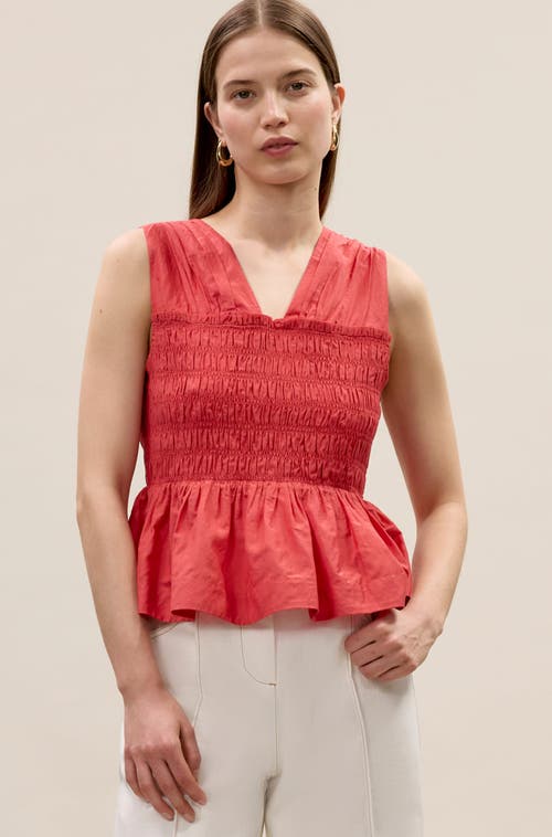 Rebecca Taylor Merrick Silk Cotton Top In Scarlet In Pink