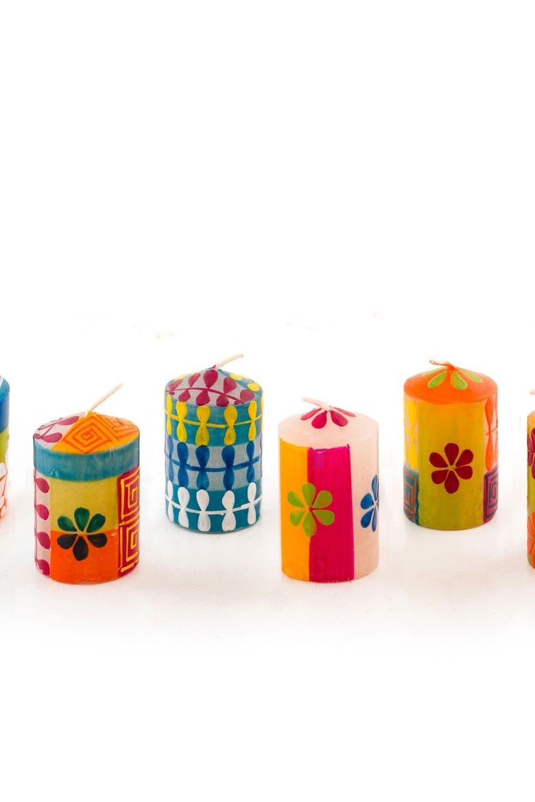 Summer Painted Voltive Candles - Set of 6, Main, color, Summer - 2"