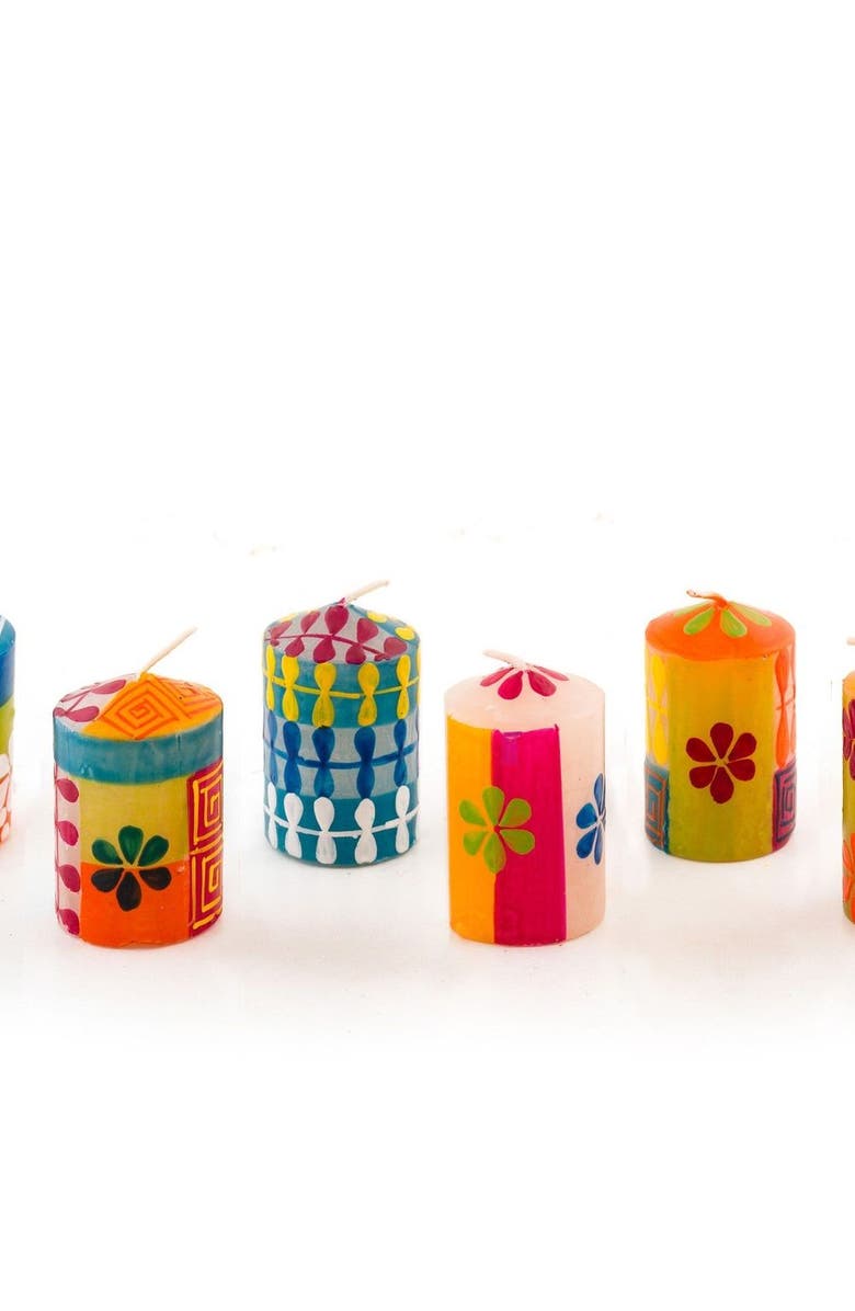 Thumbprint Artifacts Summer Painted Voltive Candles - Set of 6, Main, color, Summer - 2"