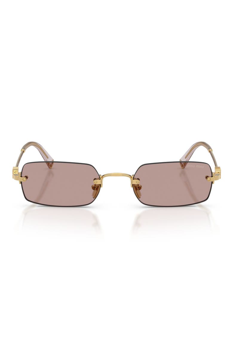 52mm Rectangular Sunglasses, Main, color, GOLD / LIGHT PURPLE BROWN