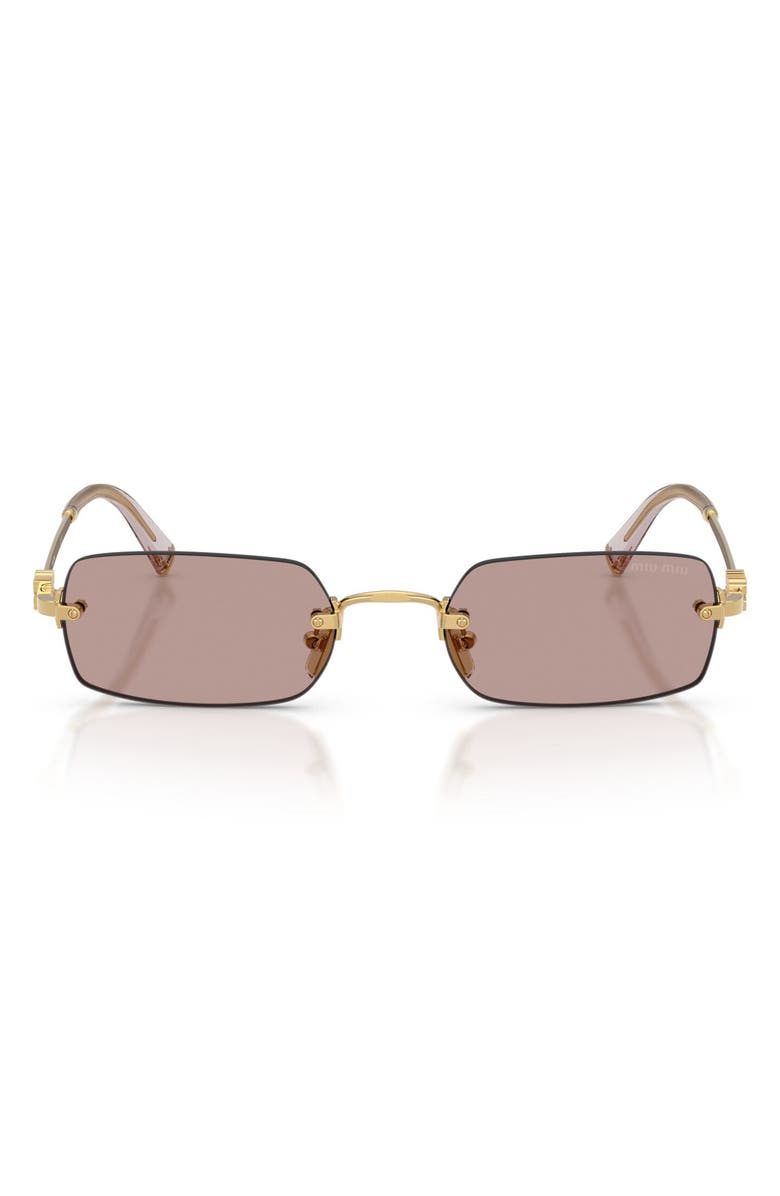 Miu Miu 50mm Rectangular Sunglasses, Main, color, Gold / Light Purple Brown