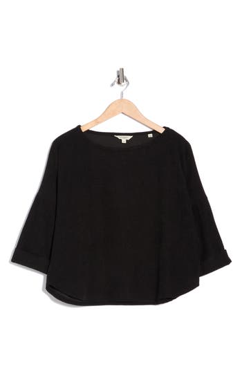 Max Studio Long Sleeve Knit Corduroy Top In Black