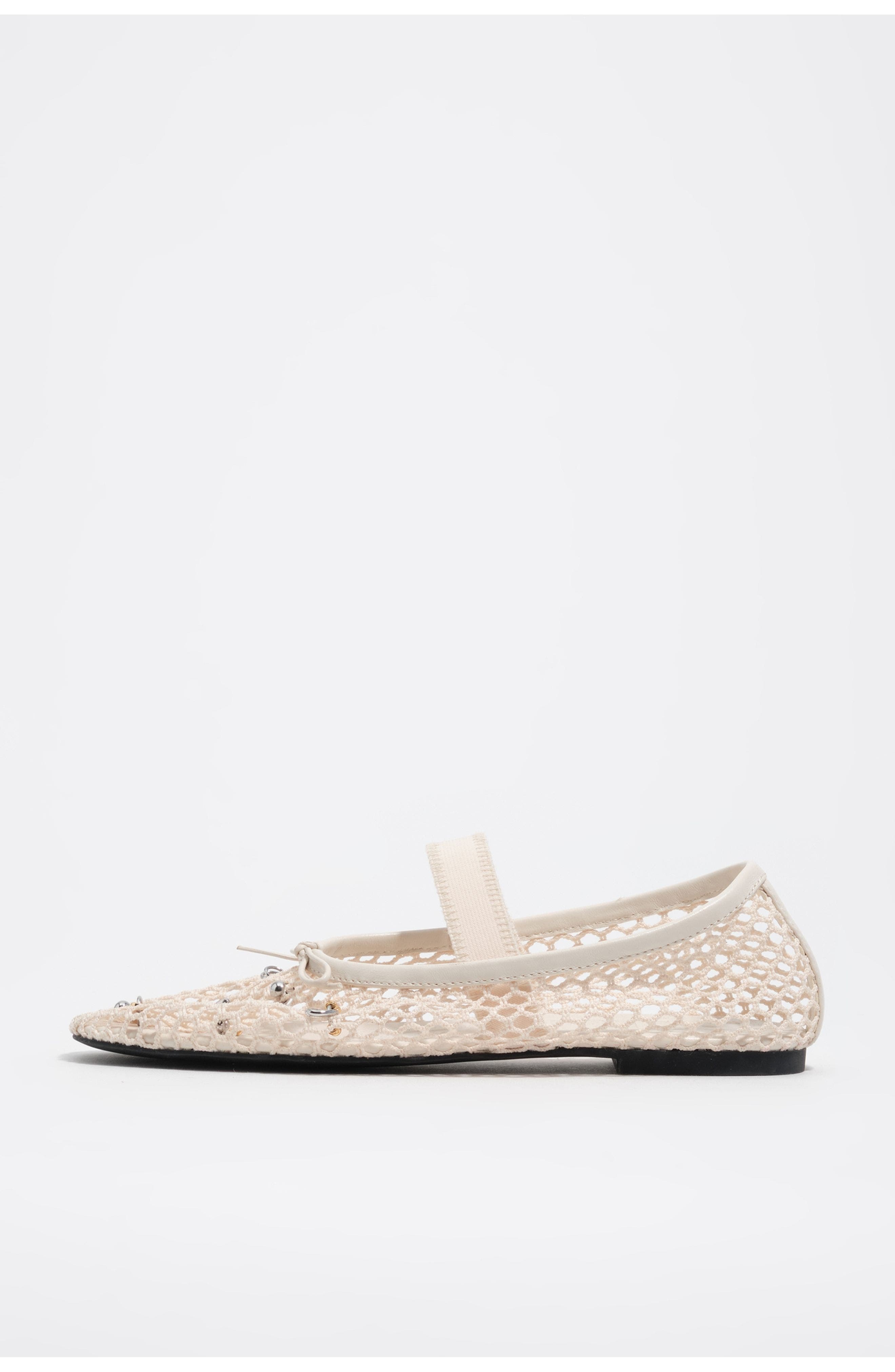 Bimba y Lola Mesh Ballerina Flats with Metal Details, Main, color, Off White