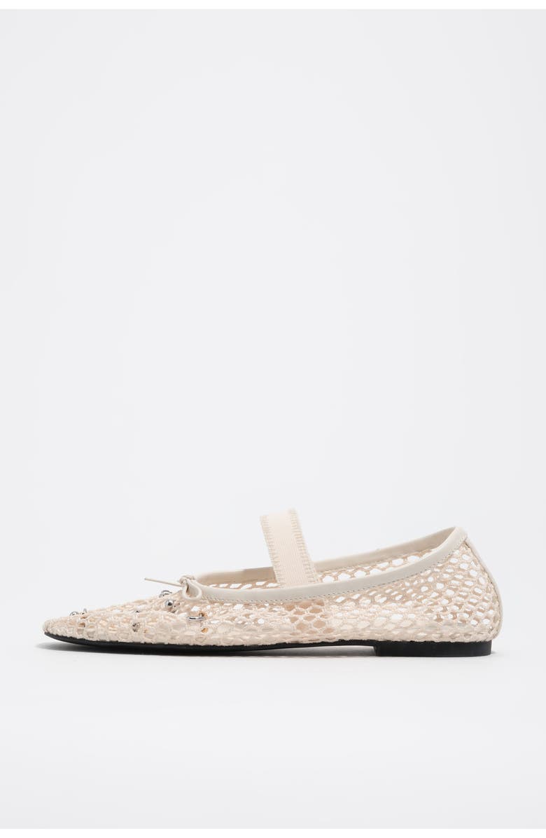 Bimba y Lola Mesh Ballerina Flats with Metal Details, Main, color, Off White