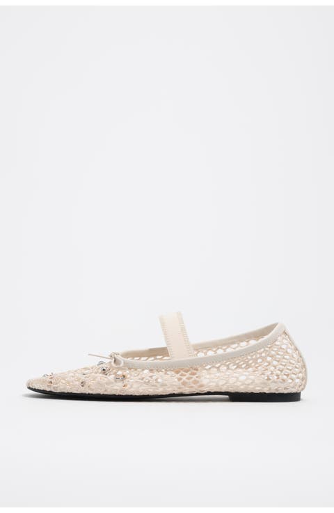 Mesh Ballerina Flats with Metal Details