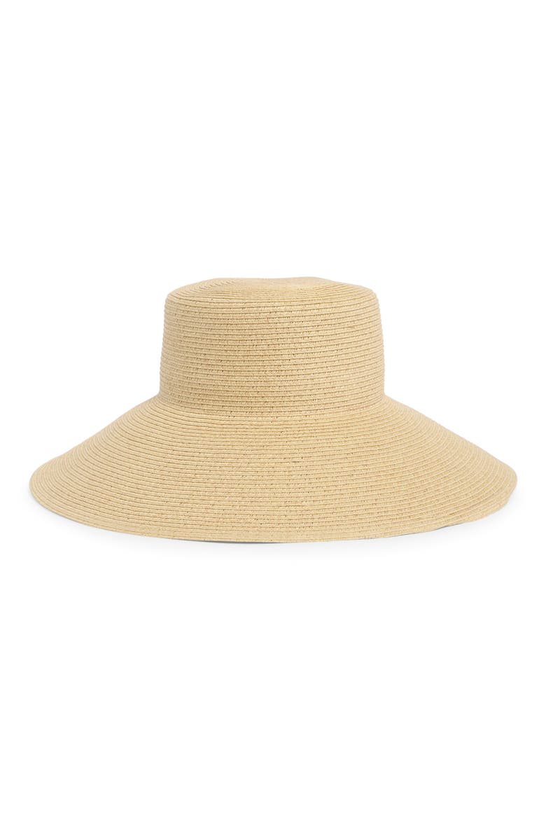 Vince Camuto Cream Wide-Brim Straw Hat with Black Ribbon Vince Camuto Paper Straw Fedora Sun Hat – Grosgrain Ribbon  main image 3