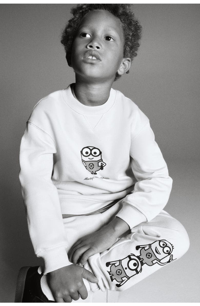 H&M 2-piece Printed Sweatshirt Set, Alternate, color, Light Beige/Minions