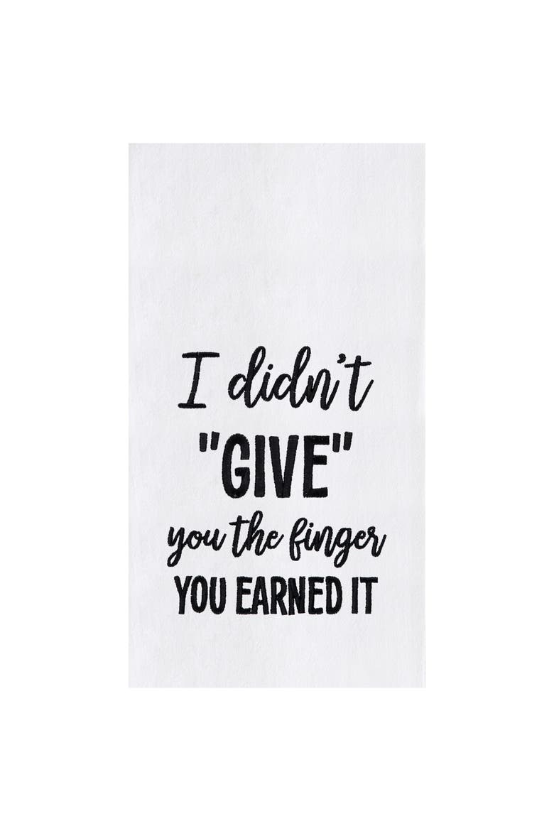 You Earned It Kitchen and Bathroom Embroidered Hand Towel, Main, color, Black