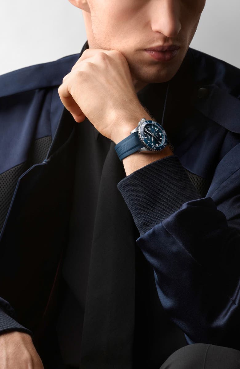 Longines HydroConquest GMT Automatic Rubber Strap Watch, 41mm, Alternate, color, Blue