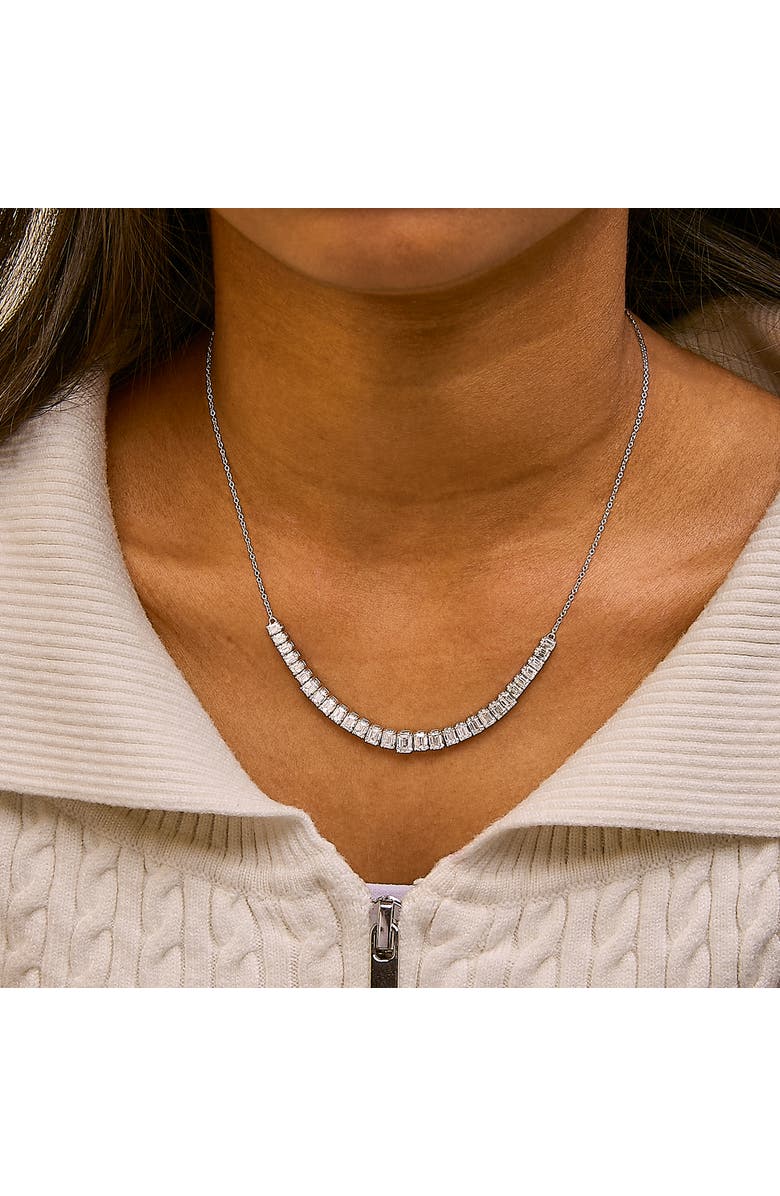 Haus of Brilliance 14K White Gold Lab Grown Diamond 5.0 Cttw Emerald Cut Station Necklace, Alternate, color, White Gold