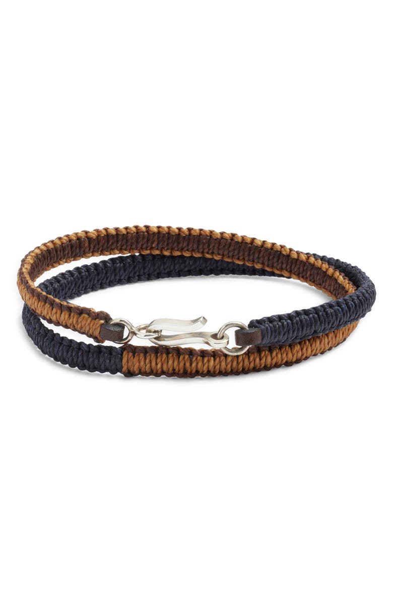 Caputo
Co. Men
s Colorblock Macramé Double Wrap Bracelet, Main, color, Dark Navy Combo
