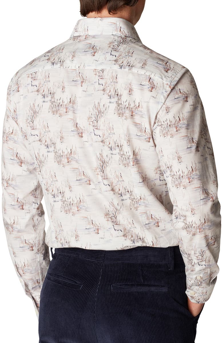 Eton Slim Fit Crane Print Shirt, Alternate, color,