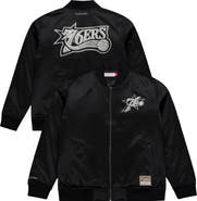 Mitchell & Ness Men's Mitchell & Ness Black Philadelphia 76ers Chrome Satin Bomber Full-Zip Jacket