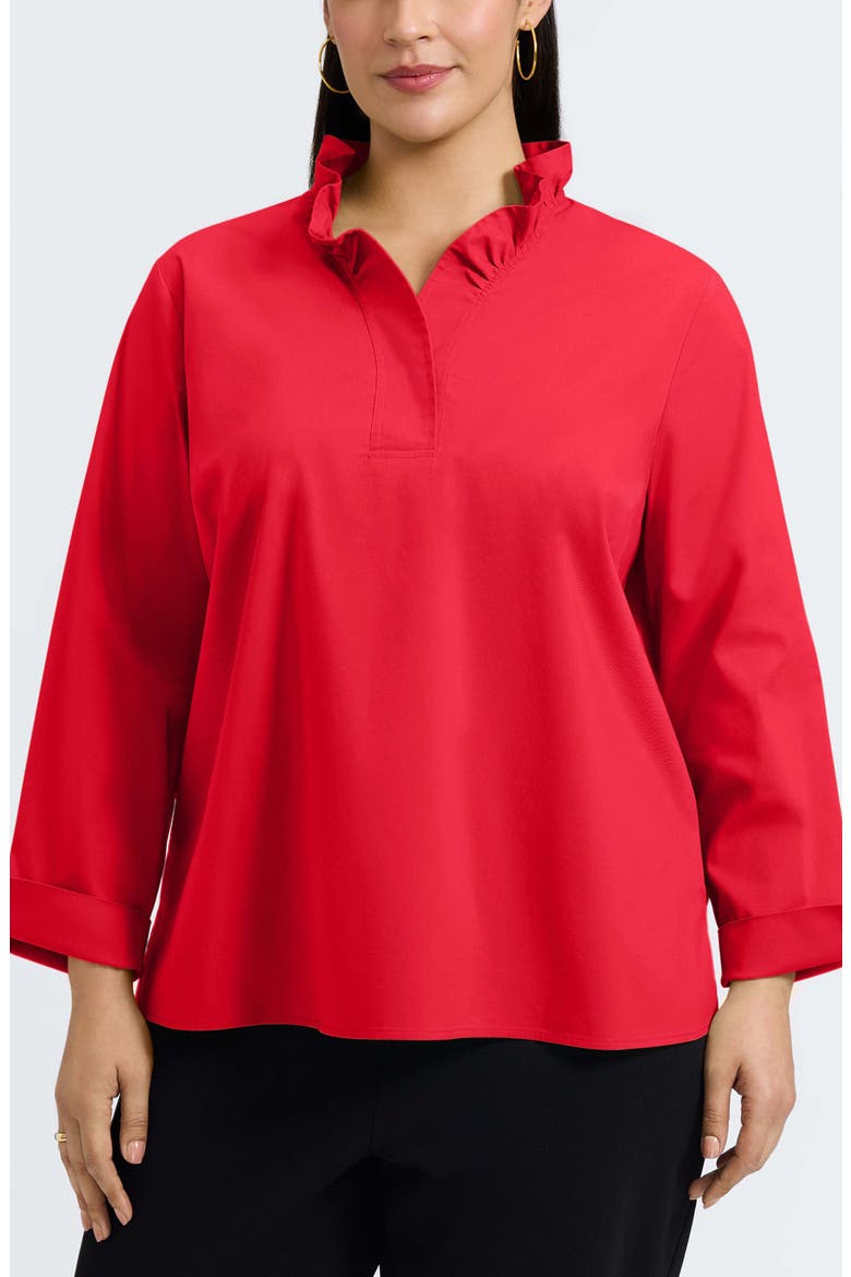 Tammy Ruffle Collar Cotton Blend Top, Main, color, SIMPLY RED