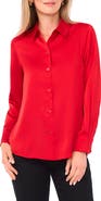 Vince Camuto Satin Long Sleeve Button-Up Shirt