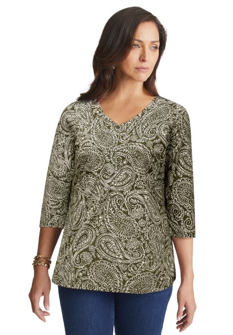 Stretch Cotton V-Neck Tee (Plus)