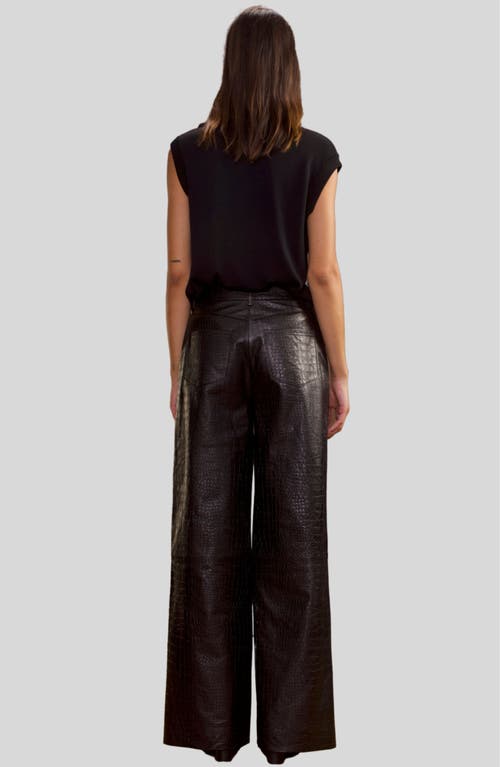 Cynthia Rowley Embossed Leather Pants In Black
