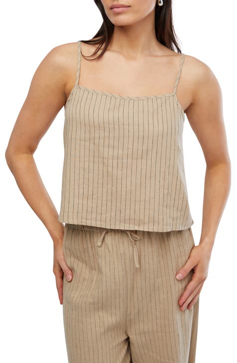 Pinstripe Boxy Linen Blend Camisole