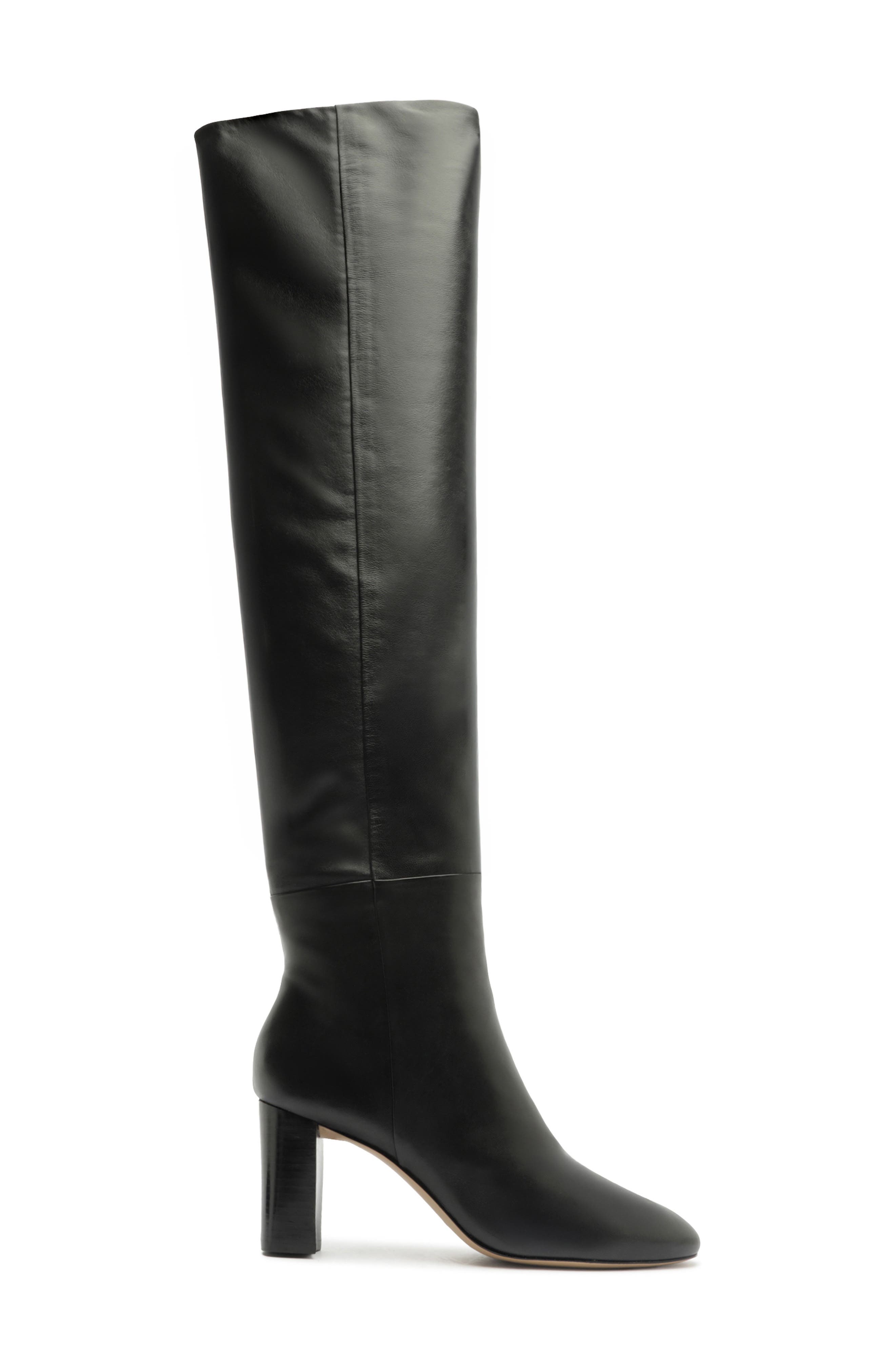 Anna Slouch Knee High Leather Boot, Alternate, color, BLACK